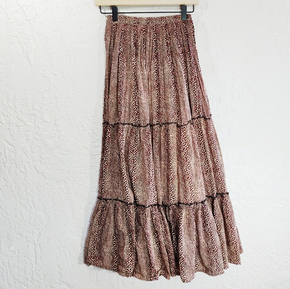 Karen Scott Leopard Print Tiered Maxi Skirt Medium - Picture 2 of 6